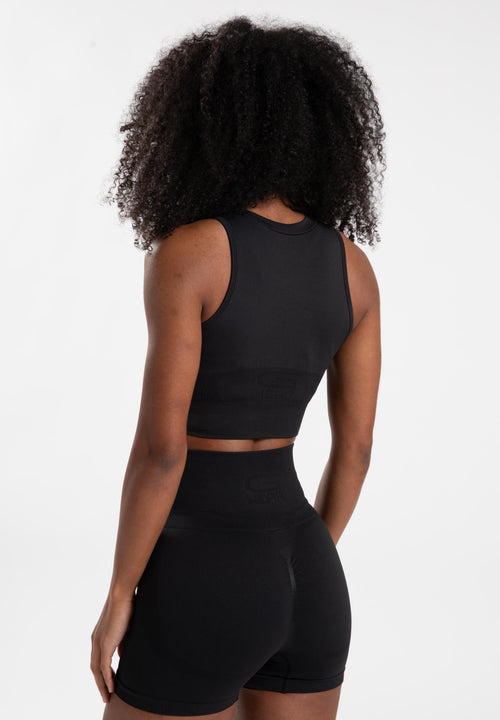 Olivia Seamless Crop Top - Black -