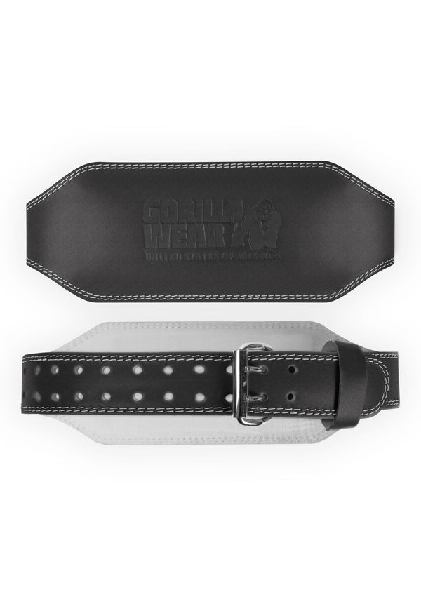 Ceinture de levage rembourrée en cuir Gorilla Wear de 15 cm (6 pouces) - Noir/Noir