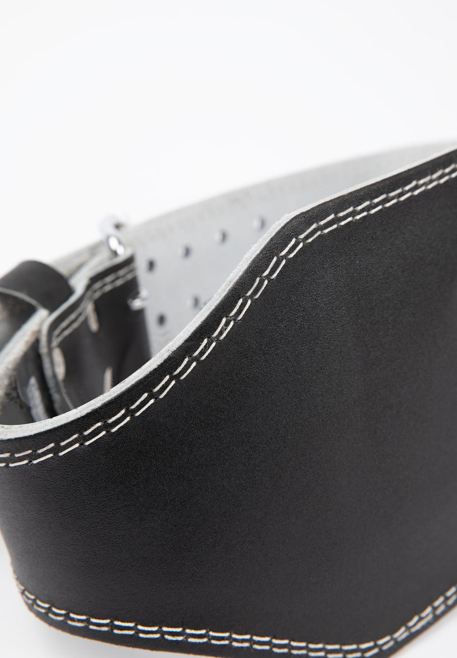 Ceinture de levage rembourrée en cuir Gorilla Wear de 15 cm (6 pouces) - Noir/Noir