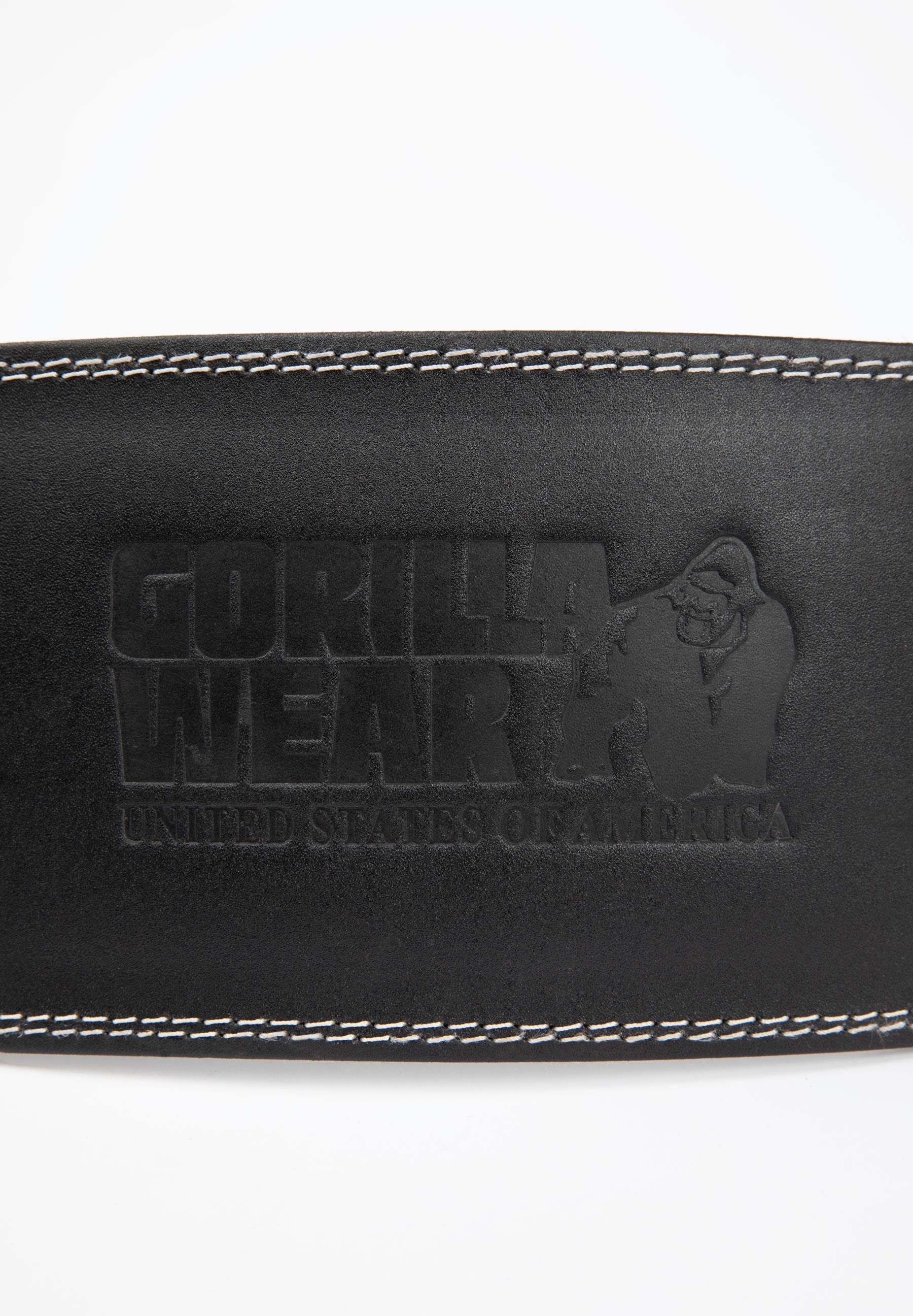 Gorilla Wear 6 Inch Padded Leather Lifting Belt - Black/Black