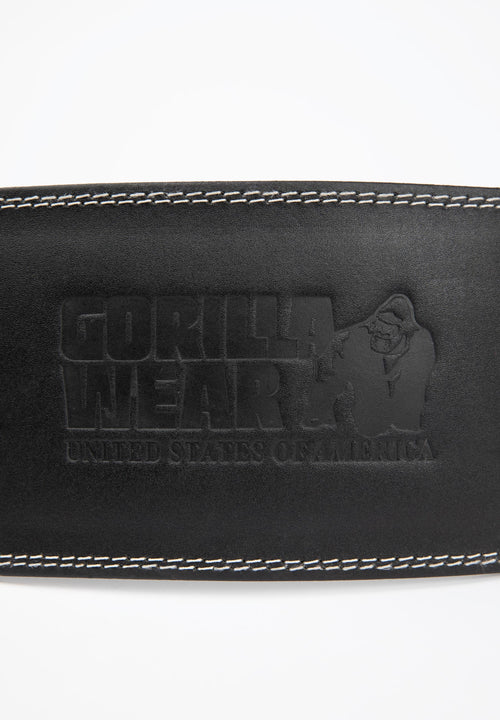 Gorilla Wear 6 Inch Padded Leather Lifting Belt - Black/Black