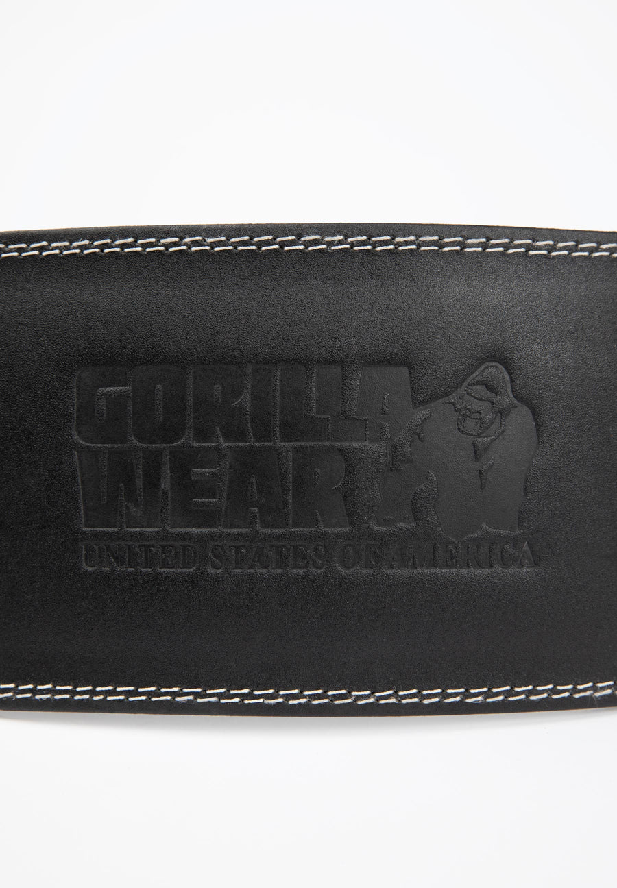Ceinture de levage rembourrée en cuir Gorilla Wear de 15 cm (6 pouces) - Noir/Noir