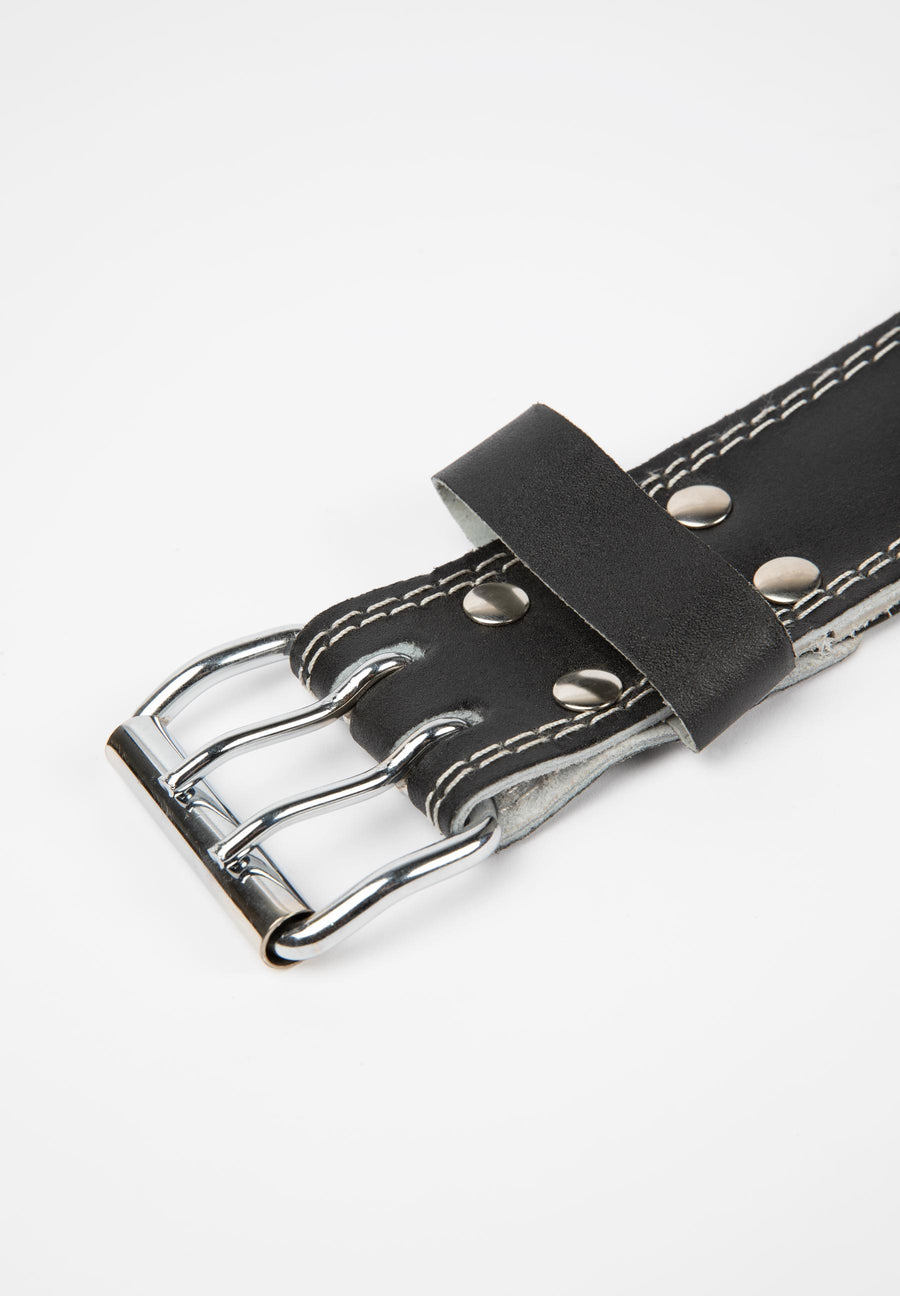 Ceinture de levage rembourrée en cuir Gorilla Wear de 15 cm (6 pouces) - Noir/Noir